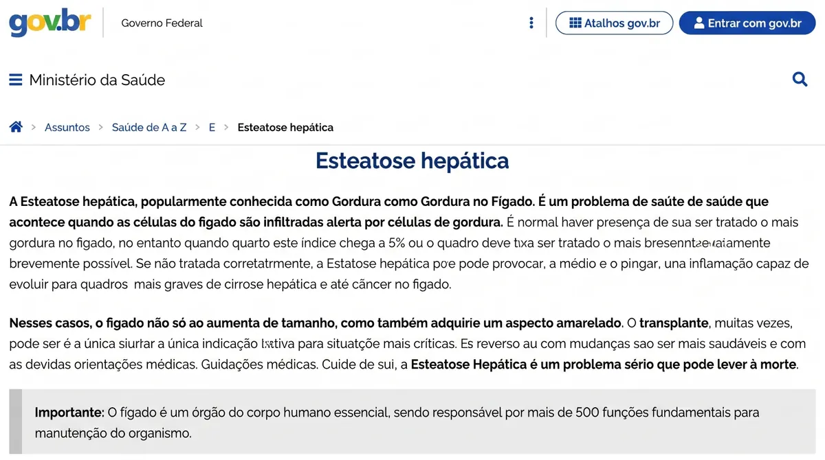 Print da matéria: Esteatose hepática