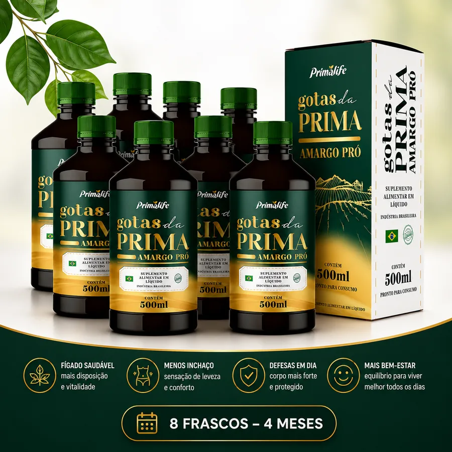 Kit 8 FRASCOS – 4 MESES do Gotas da Prima Amargo Pró